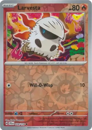 Larvesta Reverse Holo Pokemon card from Journey Together