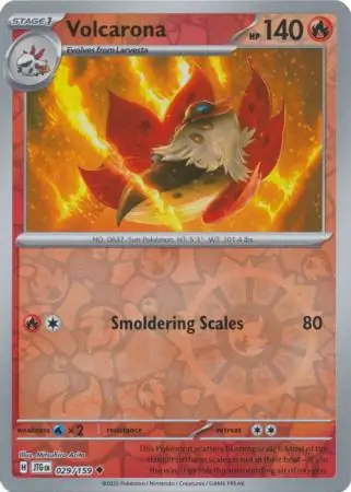 Volcarona Reverse Holo Pokemon card from Journey Together
