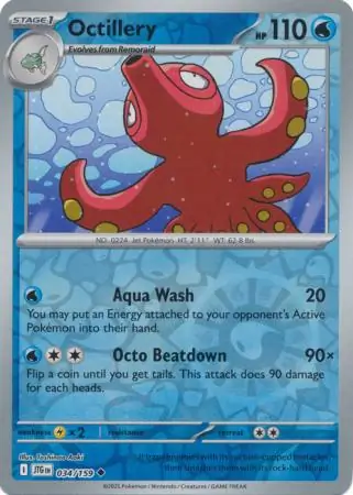 Octillery Reverse Holo Pokemon card from Journey Together