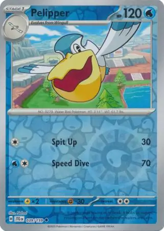 Pelipper Reverse Holo Pokemon card from Journey Together