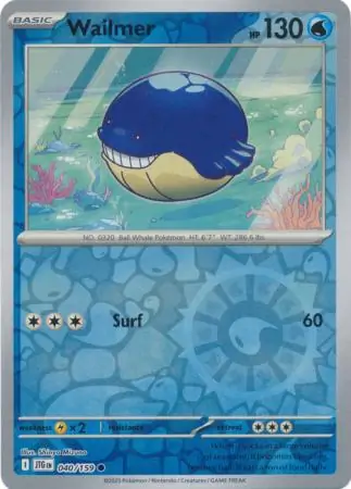 Wailmer Reverse Holo Pokemon card from Journey Together