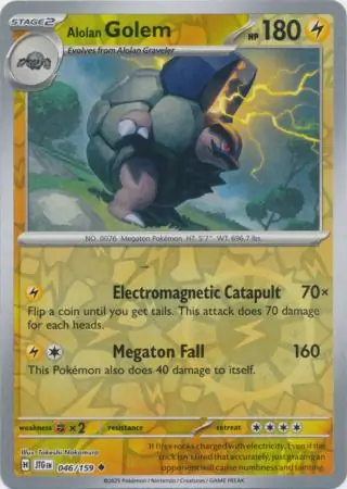 Alolan Golem Reverse Holo Pokemon card from Journey Together