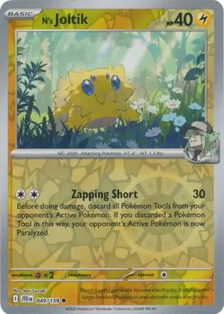 N's Joltik Reverse Holo Pokemon card from Journey Together