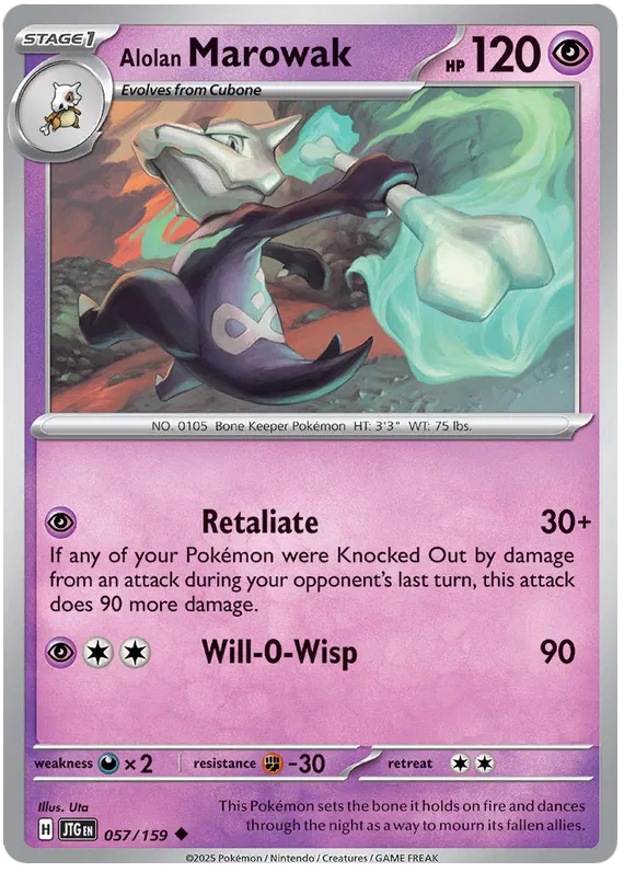 Alolan Marowak Pokemon card from Journey Together