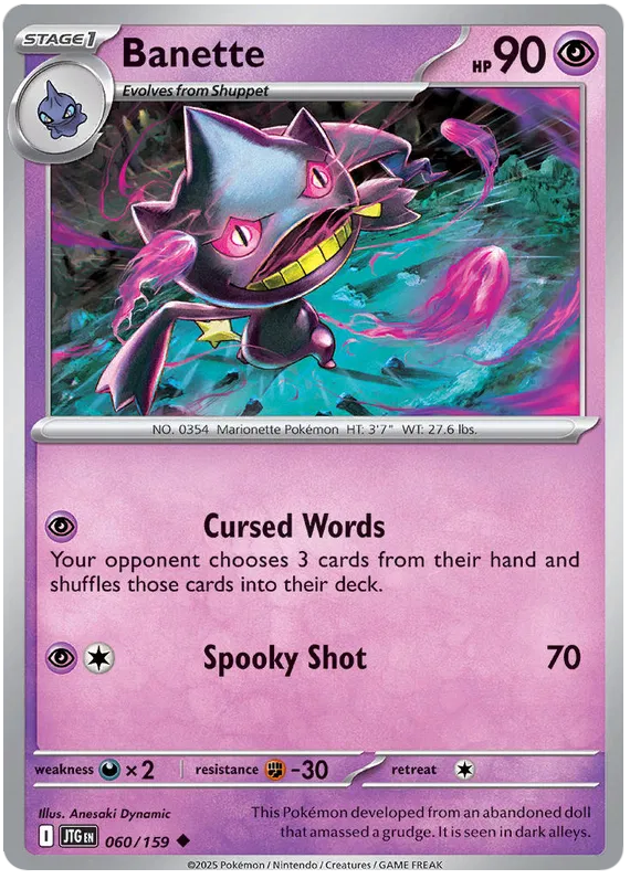 Banette Pokemon card from Journey Together