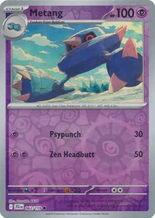 Metang Reverse Holo Pokemon card from Journey Together