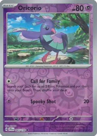 Oricorio Reverse Holo Pokemon card from Journey Together