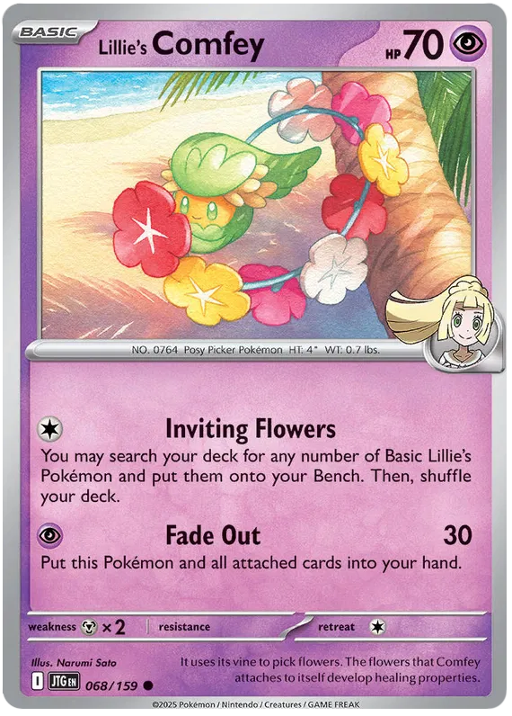 Lillie's Comfey Pokemon card from Journey Together