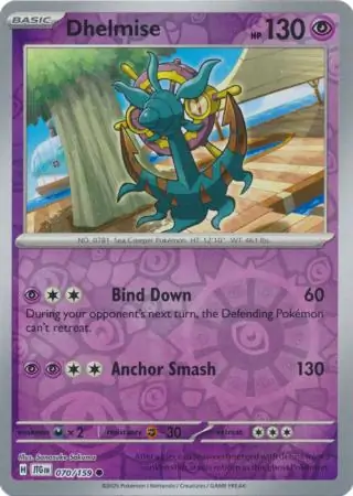 Dhelmise Reverse Holo Pokemon card from Journey Together