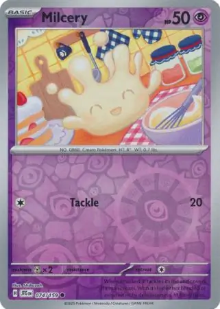 Milcery Reverse Holo Pokemon card from Journey Together