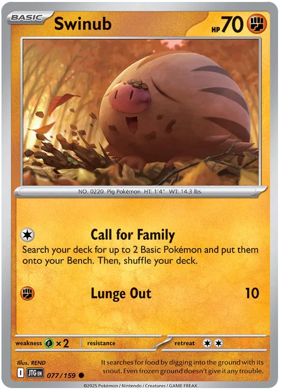 Swinub Pokemon card from Journey Together