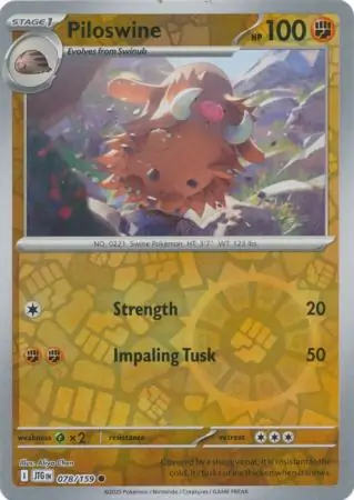 Piloswine Reverse Holo Pokemon card from Journey Together