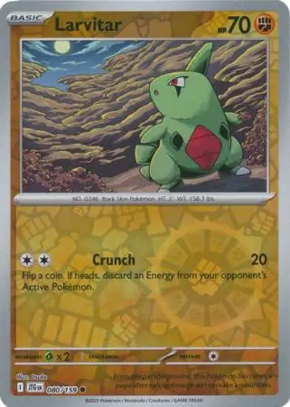 Larvitar Reverse Holo Pokemon card from Journey Together