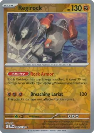 Regirock Reverse Holo Pokemon card from Journey Together