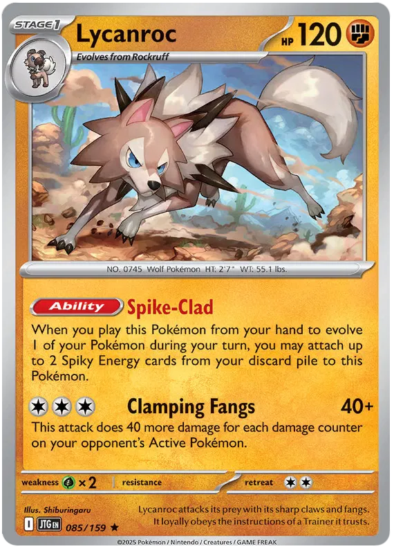 Lycanroc Pokemon card from Journey Together