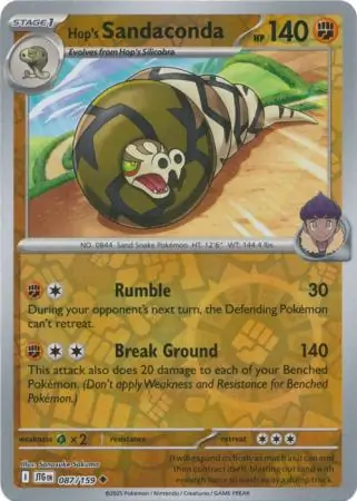 Hop's Sandaconda Reverse Holo Pokemon card from Journey Together