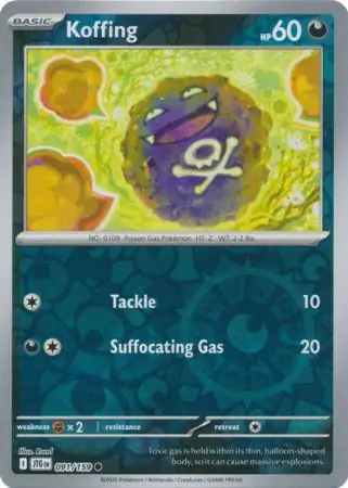 Koffing Reverse Holo Pokemon card from Journey Together