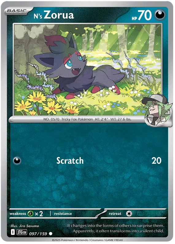 N's Zorua Pokemon card from Journey Together