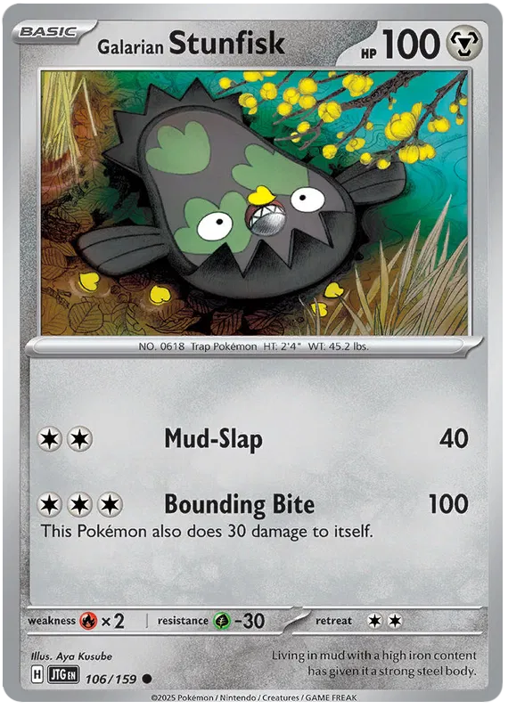 Galarian Stunfisk Pokemon card from Journey Together