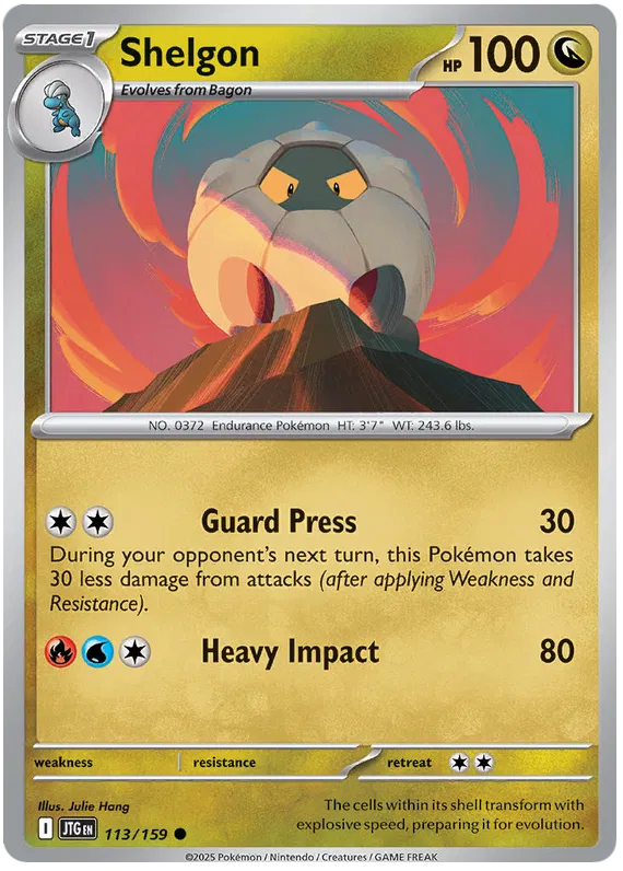 Shelgon Pokemon card from Journey Together