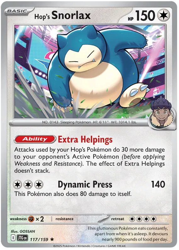 Hop's Snorlax Pokemon card from Journey Together