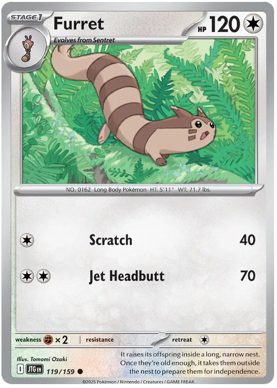Furret Pokemon card from Journey Together