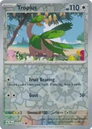 Tropius Reverse Holo Pokemon card from Journey Together