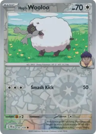 Hop's Wooloo Reverse Holo Pokemon card from Journey Together