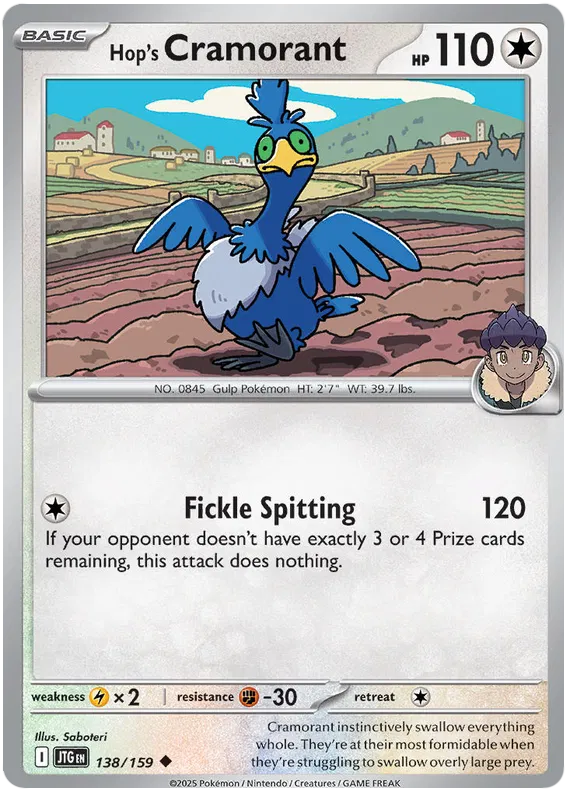 Hop's Cramorant Pokemon card from Journey Together