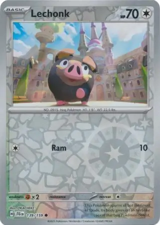 Lechonk Reverse Holo Pokemon card from Journey Together