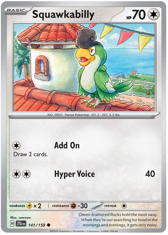 Squawkabilly Pokemon card from Journey Together