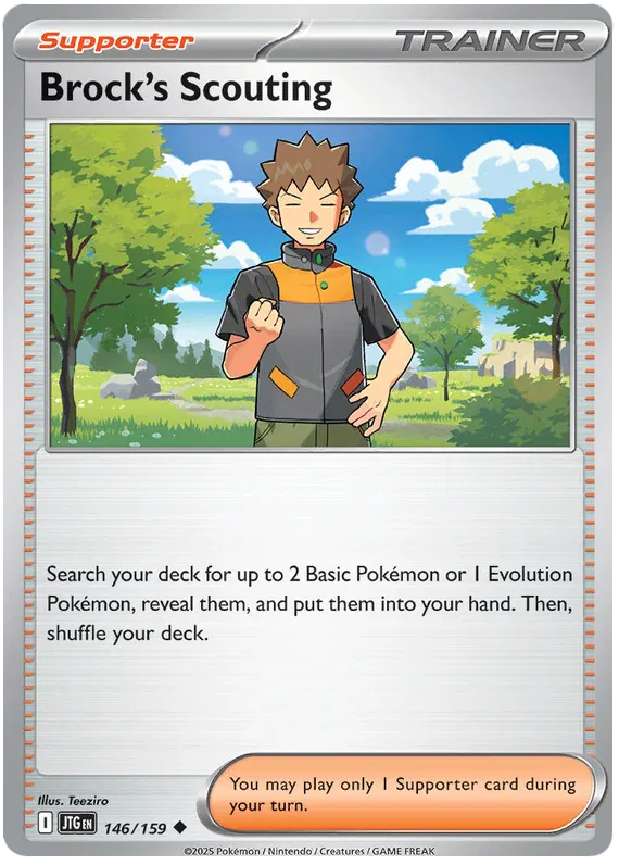 Brock's Scouting Pokemon card from Journey Together