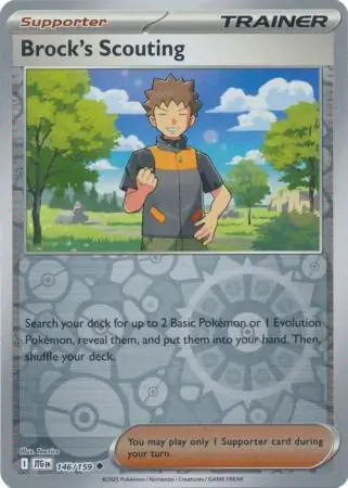 Brock's Scouting Reverse Holo Pokemon card from Journey Together