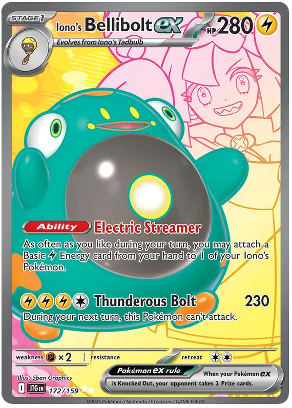 Iono's Bellibolt Pokemon card from Journey Together