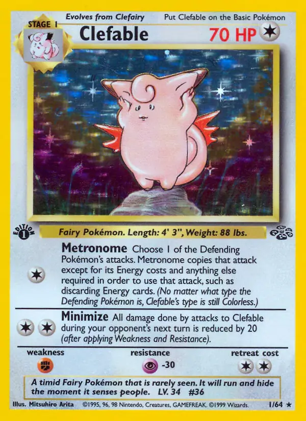Clefable Holo Pokemon card from Jungle 1st Edition