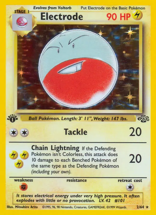 Electrode Holo Pokemon card from Jungle 1st Edition