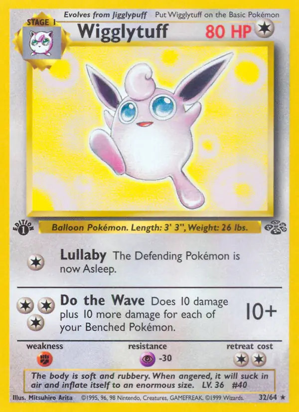 Wigglytuff Pokemon card from Jungle 1st Edition