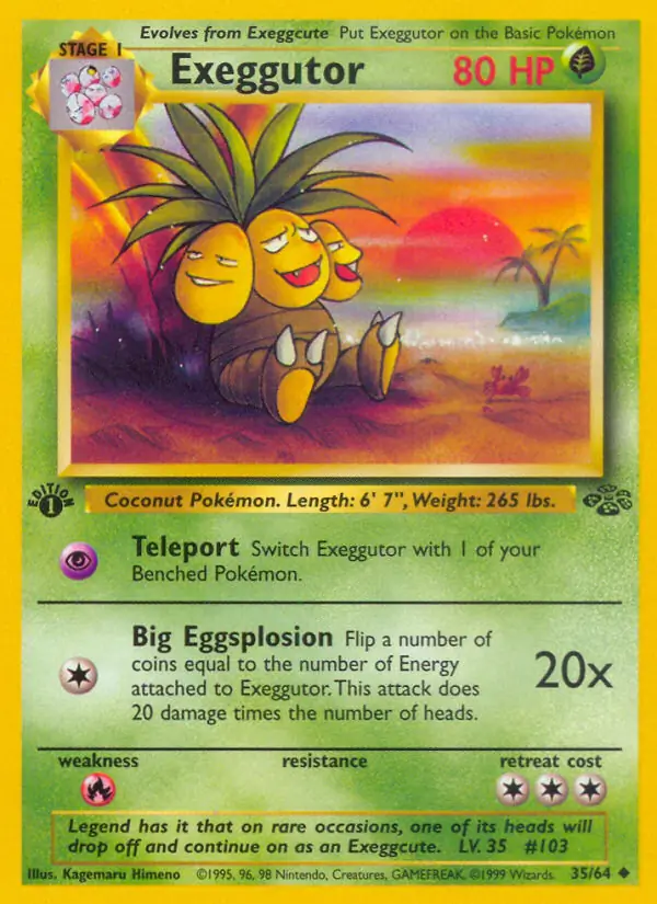 Exeggutor Pokemon card from Jungle 1st Edition