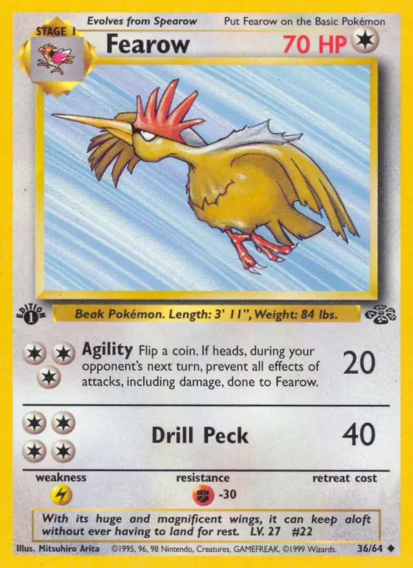 Fearow Pokemon card from Jungle 1st Edition