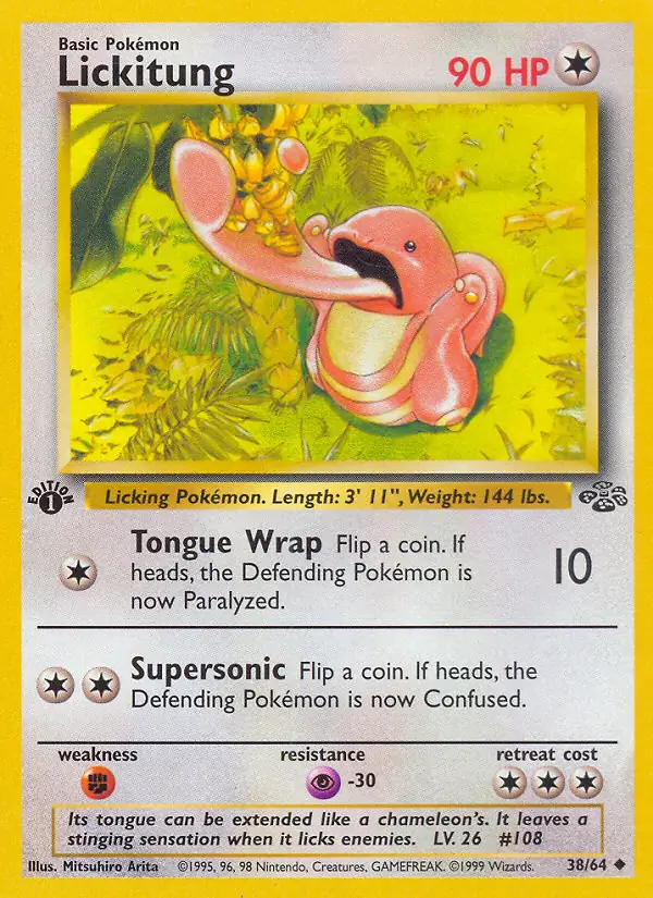 Lickitung Pokemon card from Jungle 1st Edition