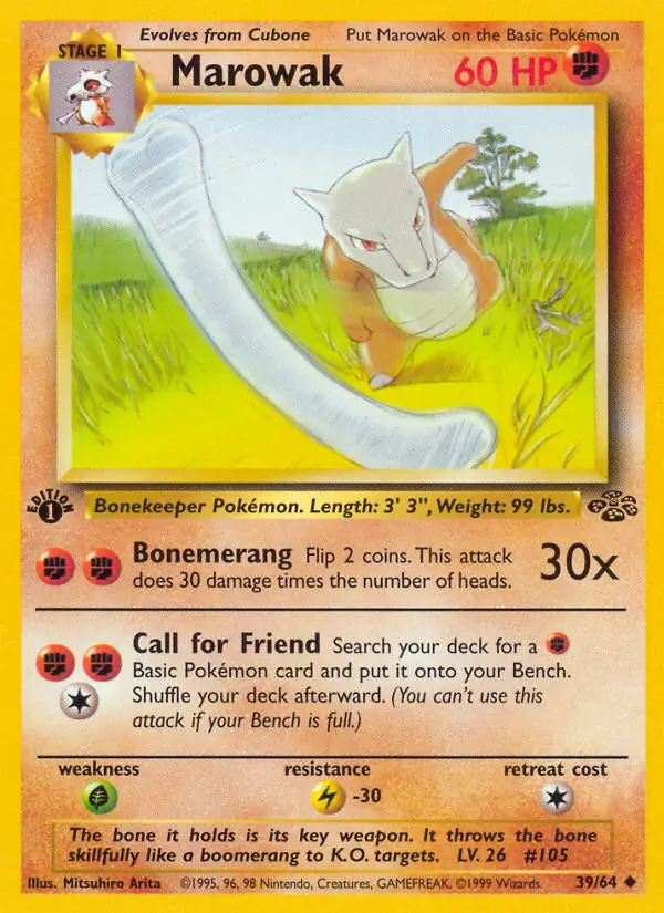 Marowak Pokemon card from Jungle 1st Edition