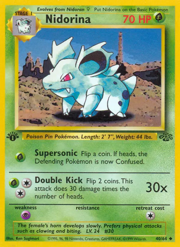 Nidorina Pokemon card from Jungle 1st Edition