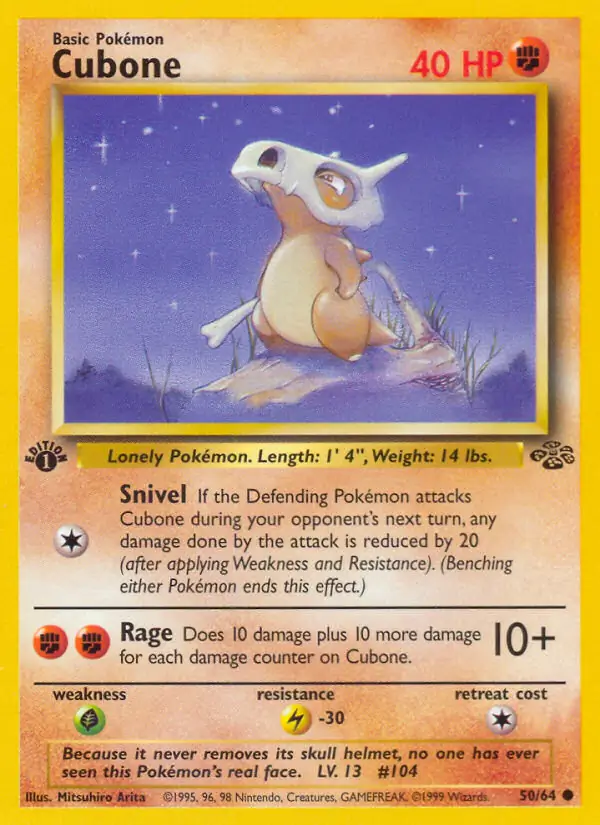 Cubone Pokemon card from Jungle 1st Edition