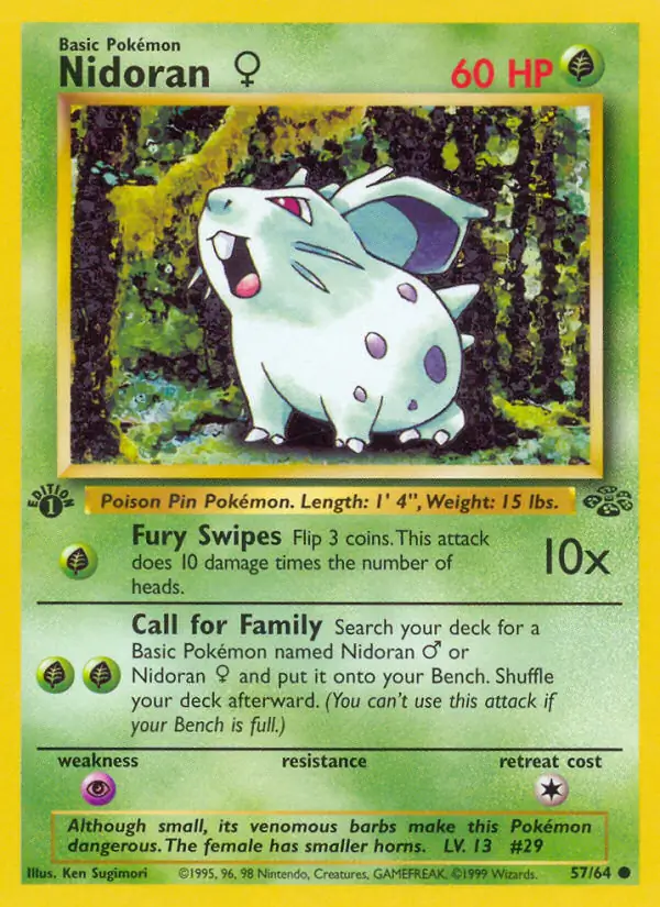 Nidoran F Pokemon card from Jungle 1st Edition