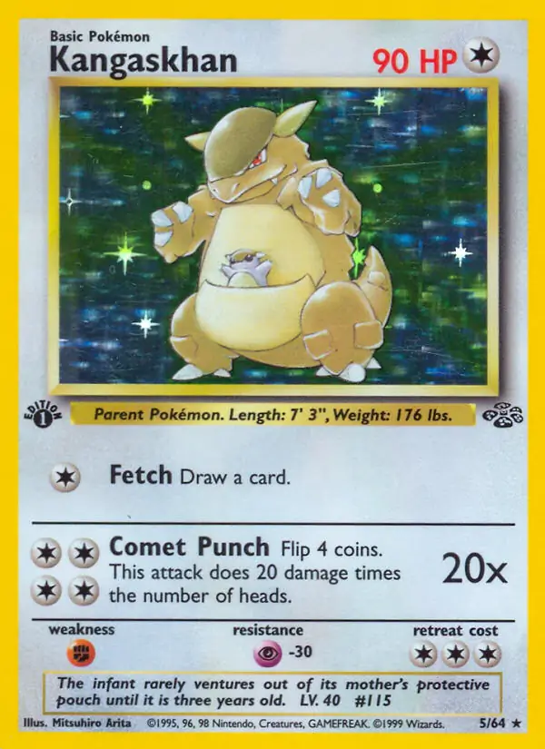 Kangaskhan Holo Pokemon card from Jungle 1st Edition
