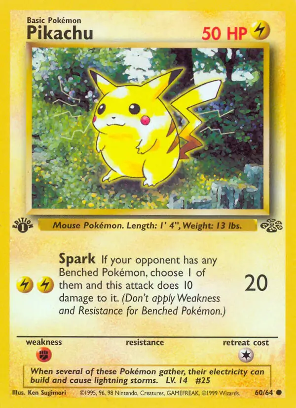 Pikachu Pokemon card from Jungle 1st Edition