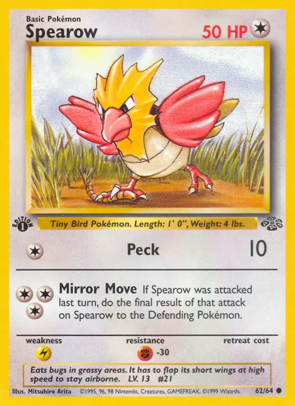 Spearow Pokemon card from Jungle 1st Edition
