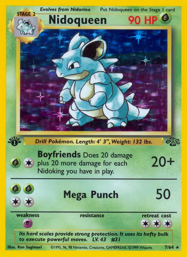 Nidoqueen Holo Pokemon card from Jungle 1st Edition