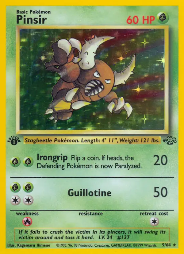Pinsir Holo Pokemon card from Jungle 1st Edition