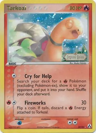Torkoal Reverse Holo Pokemon card from Legend Maker